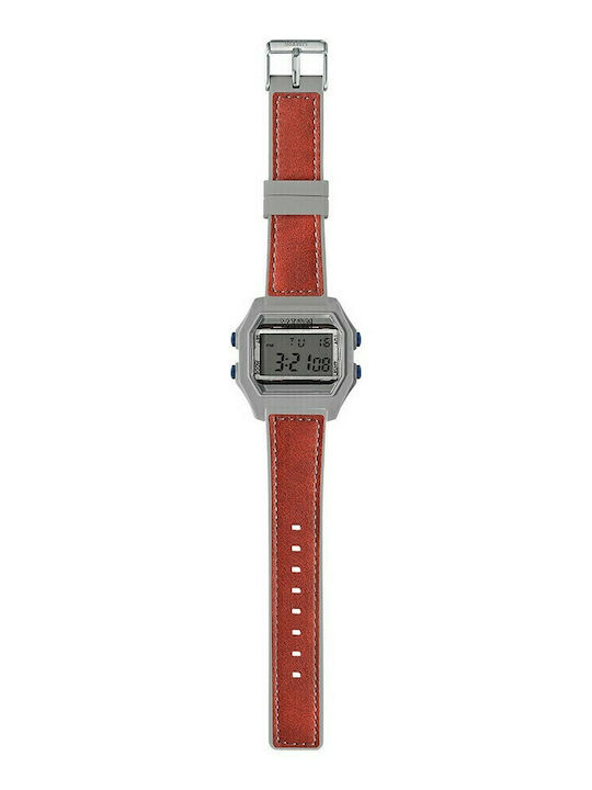 I AM Digital Men's Watch 44mm Battery with Red Rubber Strap