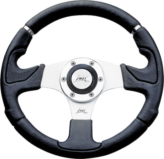 Luisi Kobra Evo Three Spoke Car Steering Wheel with 32cm Diameter Silver/Black