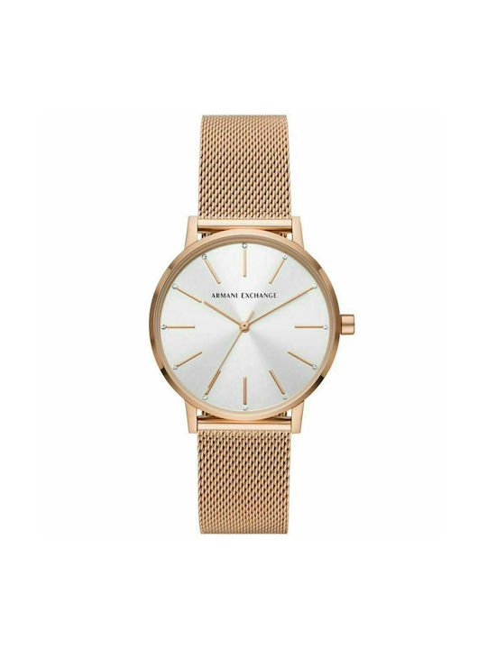 Armani Exchange Lola Watch with Pink Gold Metal Bracelet