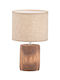 Fischer Honsel Malik Wood Vintage Table Lamp for Socket E14 with Beige Shade and Brown Base