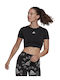 Adidas Damen Sportliches Crop Top Kurzarm Schwarz