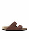 Arizona Soft Footbed Suede Leather Women's Flat Sandals Anatomic Chocolate Narrow Fit