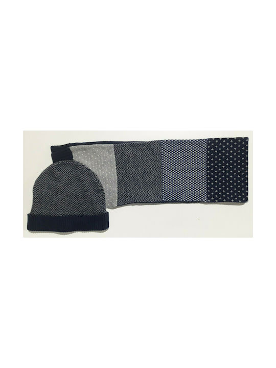 Mayoral Kids Beanie Set with Scarf Knitted Navy Blue