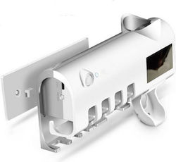 Multi Function Baza de susținere a periuței de dinți cu Dozator Automat de Pastă de Dinti Tapet Plastic Albă