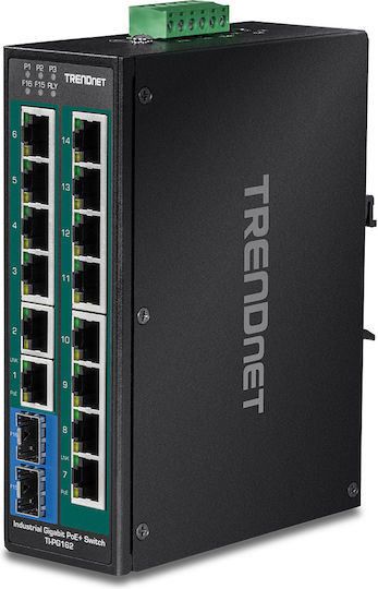 Trendnet TI-PG162 Unmanaged L2 PoE+ Switch with 14 Gigabit (1Gbps) Ethernet Ports and 2 SFP Ports