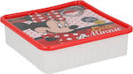 Stor Minnie Mouse Recipient pentru mâncare pentru copii din plastic Roșu 14.6 x 14.6 x 4.4buc