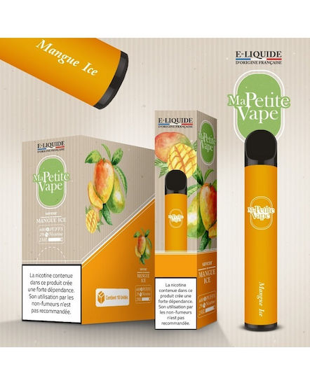 Petite Vape Единично Употребима Електронна Цигара 600 Вдишвания Манго Айс 2мл 20мг Жълт