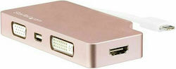 StarTech USB-C Docking Station με HDMI/DisplayPort 4K και συνδεση 2 Οθονών Ροζ Χρυσό (CDPVDHDMDPRG)