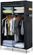 Herzberg Fabric Wardrobe with Zipper and Shelf In Black Colour 108x45x170cm -BLACK