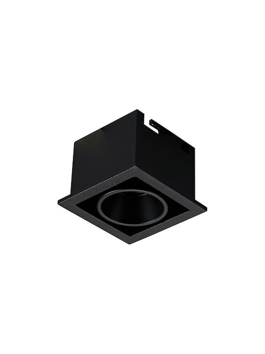 VK Lighting VK/04299/B/W Square Metallic Recessed Spot with Integrated LED and Warm White Light Black