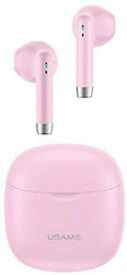 Usams IA04 Earbud Bluetooth Handsfree Ακουστικά με Θήκη Φόρτισης Ροζ