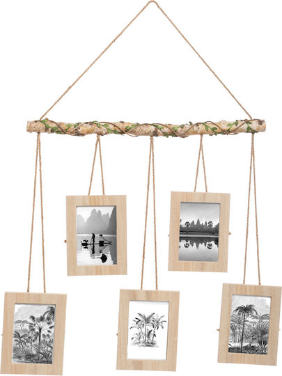 A-s Hanging Wall Wooden Photo Frame With Beige Frame For 5 Photos