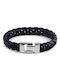 TRIBUTE, men's bracelet, made of stainless steel with black leather, white color