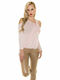 Fashion Style Women's Blouse Cotton Off-Shoulder Long Sleeve Pink