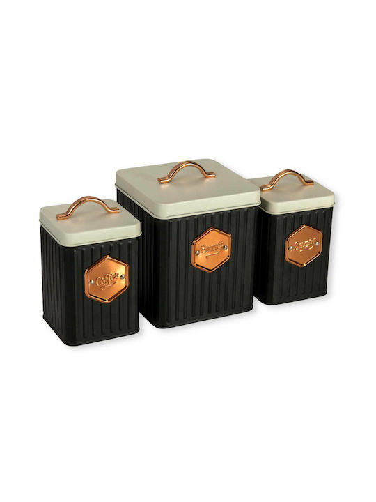 Viosarp Metallic Coffee Box with Lid Black 12x12x16cm 2pcs