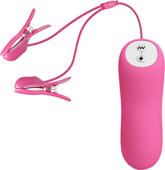 Pretty Love Romantic Wave for Electro-stimulation Vibrating Nipple Clamps with Electro Shock Stimulate in Purple Color