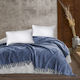 Dimcol Jacquard Pique Blanket Double with Fringes 220x240cm Classic Blue