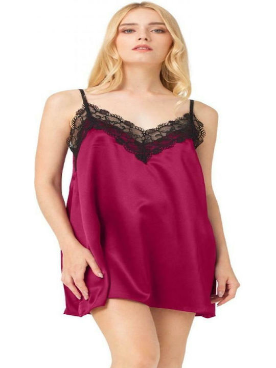 CottonHill Winter Satin Women's Nightdress Burg...