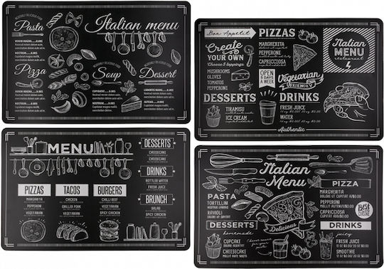 Out of the Blue Tasty Menu Platzdeckchen Kunststoff Schwarz 43.5x28.5cm 4Stück
