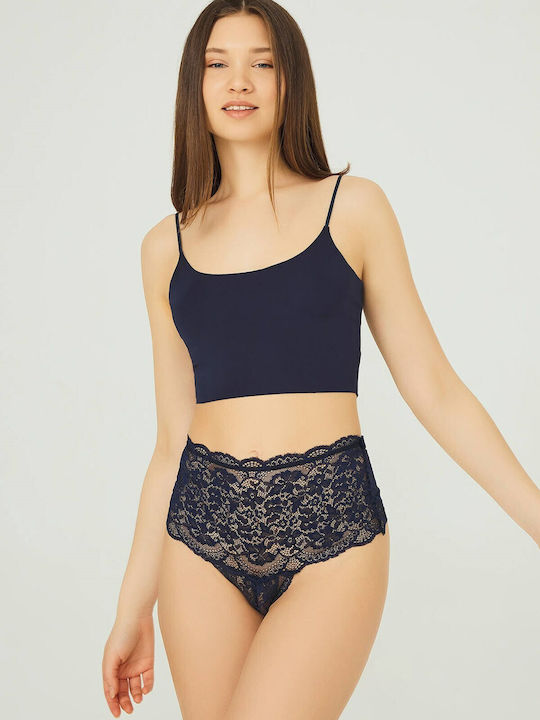 CottonHill Ψηλόμεσο Γυναικείο String με Δαντέλα...