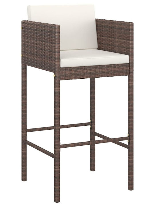 Garden Bar Stool Outdoor Rattan with Brown Cushion 4 Pieces 50x48x100cm