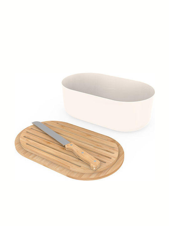 Pebbly Bread Box with Lid Metallic In Beige Colour 36x20x13cm