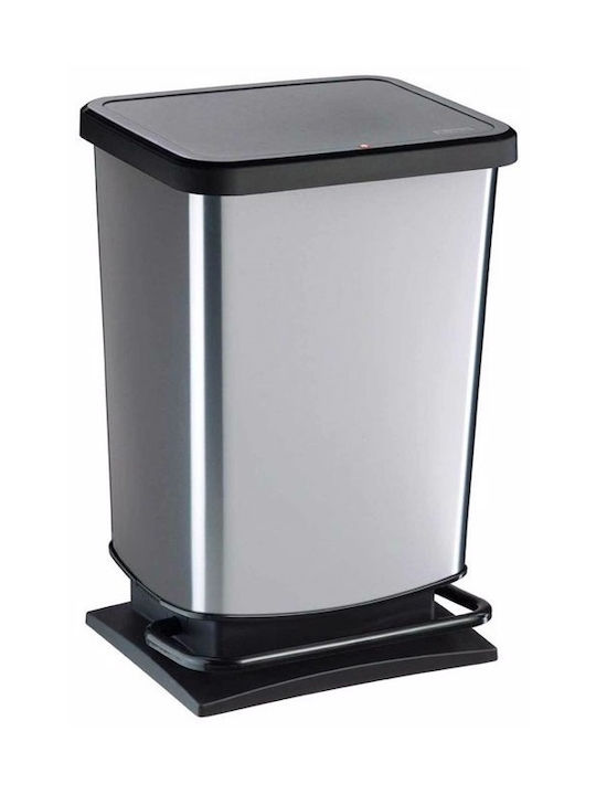 Rotho Babydesign Plastic Waste Bin Paso with Pedal Silver 20lt