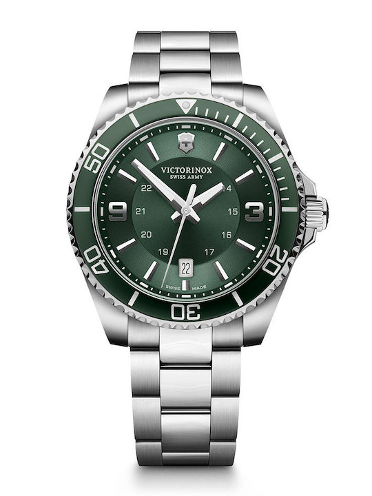 Victorinox Swiss Army Maverick Ανδρικό Ρολόι 43mm Μπαταρίας με Ασημί Μεταλλικό Μπρασελέ