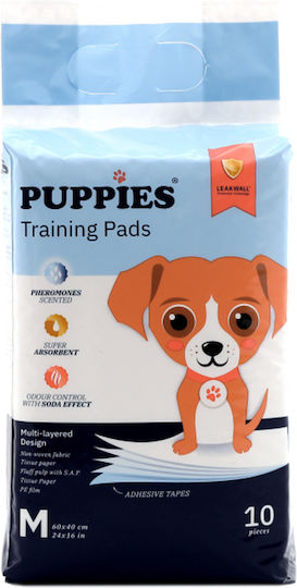 Puppies Επιδαπέδια Πάνα Σκύλου με Αυτοκόλλητο 60x60cm 10τμχ