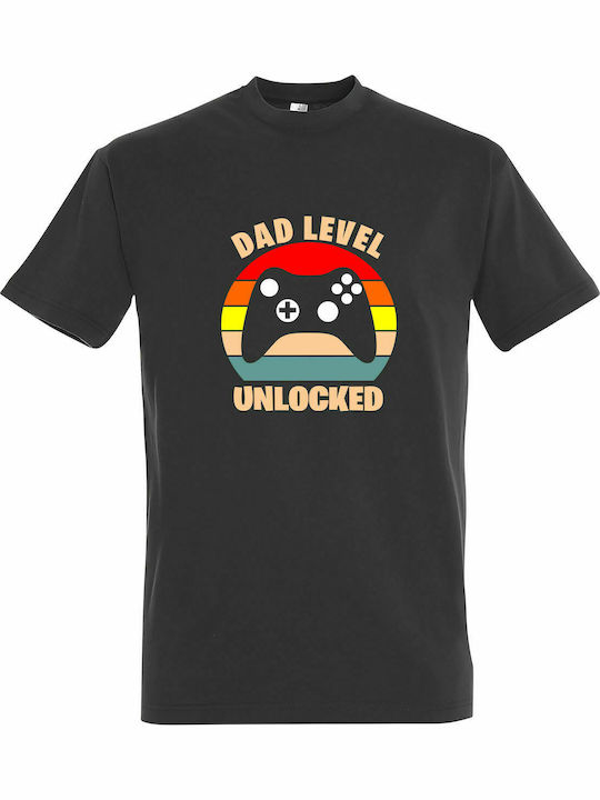 T-shirt Unisex " Dad Level Unlocked, New Dad ", Dark grey