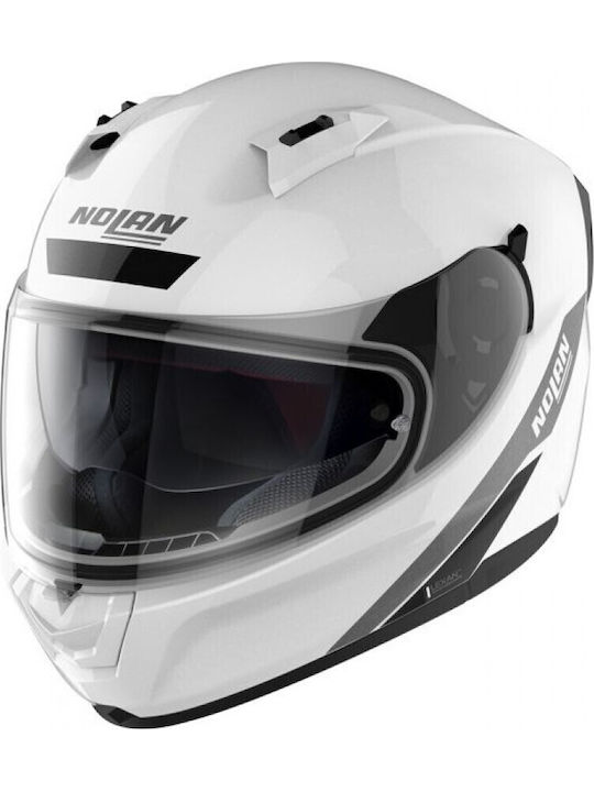 Nolan N60-6 Staple N-Com Metal White 43 Motorcycle Helmet Full Face ECE 22.06 with Sun Visor