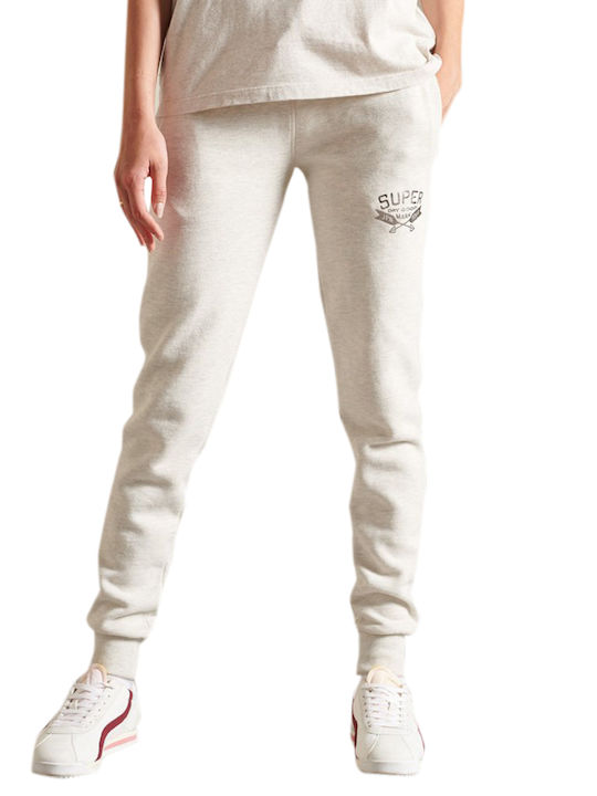 Superdry Παντελόνι Φόρμας με Λάστιχο Λευκό