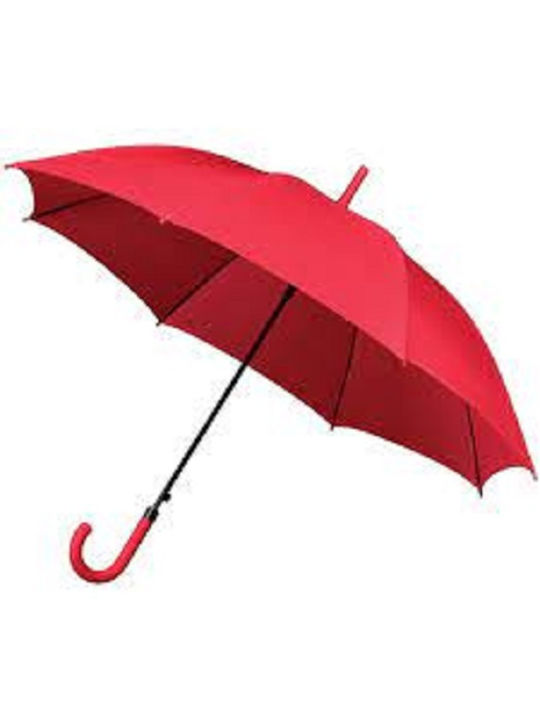 Rain Automatic Umbrella with Walking Stick Red