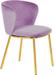 Dining Room Velvet Chair Gold / Pink Purple 55x53x76cm 2pcs 3-50-224-0017