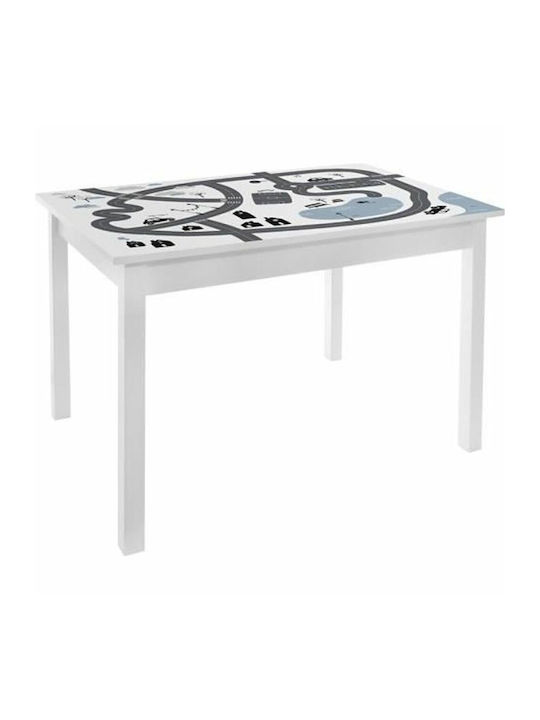 Car track Kids Table White