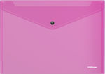 ErichKrause Φάκελος Διαφανής με Κουμπί για Χαρτί A4 Ροζ Glossy