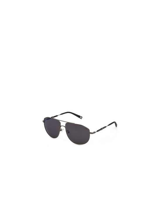 Fila Men's Sunglasses with Gray Metal Frame and Black Lens SFI117V 568X