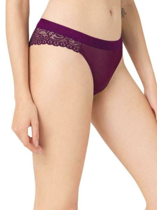 CottonHill Femeie Brazilia cu Dantelă Violet