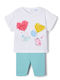 Kids' Set with Leggings Summer 2pcs Turquoise Lovely Cats