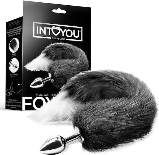 IntoYou Bdsm Line Fox Tail Anal Plug Mittel Black / White 8cm