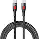 Remax Lesu RC-195C-C Braided USB 2.0 Cable USB-C male - USB-C 65W PD Μαύρο 1m