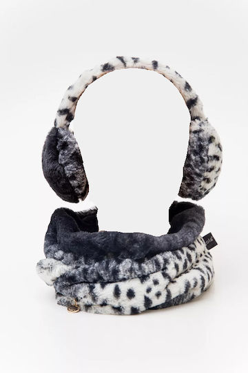 Frauen Set mit Beanie Black Leopard