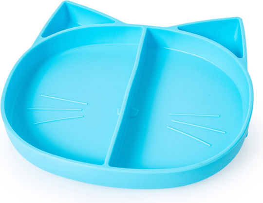 Baby Wise Baby Food Plate Fox made of Silicone Blue