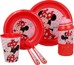 Stor Feeding Set Minnie Mouse made of Plastic Red 6pcs