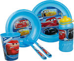 Stor Feeding Set Cars Race Ready made of Plastic Blue 6pcs