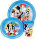 Stor Feeding Set Mickey made of Plastic Blue 3pcs