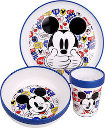 Stor Feeding Set It´s a Mickey Thing made of Plastic with Non-Slip Base Blue 3pcs