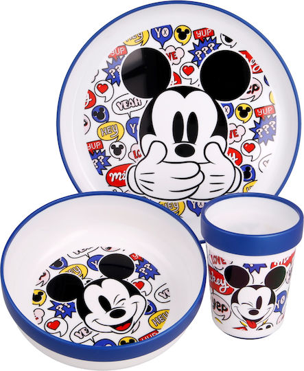 Stor Feeding Set It´s a Mickey Thing made of Plastic with Non-Slip Base Blue 3pcs