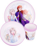 Stor Feeding Set Frozen Ii Elements made of Plastic with Non-Slip Base Purple 3pcs 51081