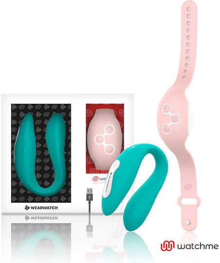 WatchMe Δονητής για Ζευγάρια με Remote Control Dual Pleasure Wireless Technology Light Aquamarine / Coral